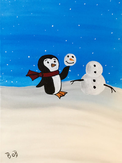 Penguin-Builds-Snowman-Kids-Paint-Party